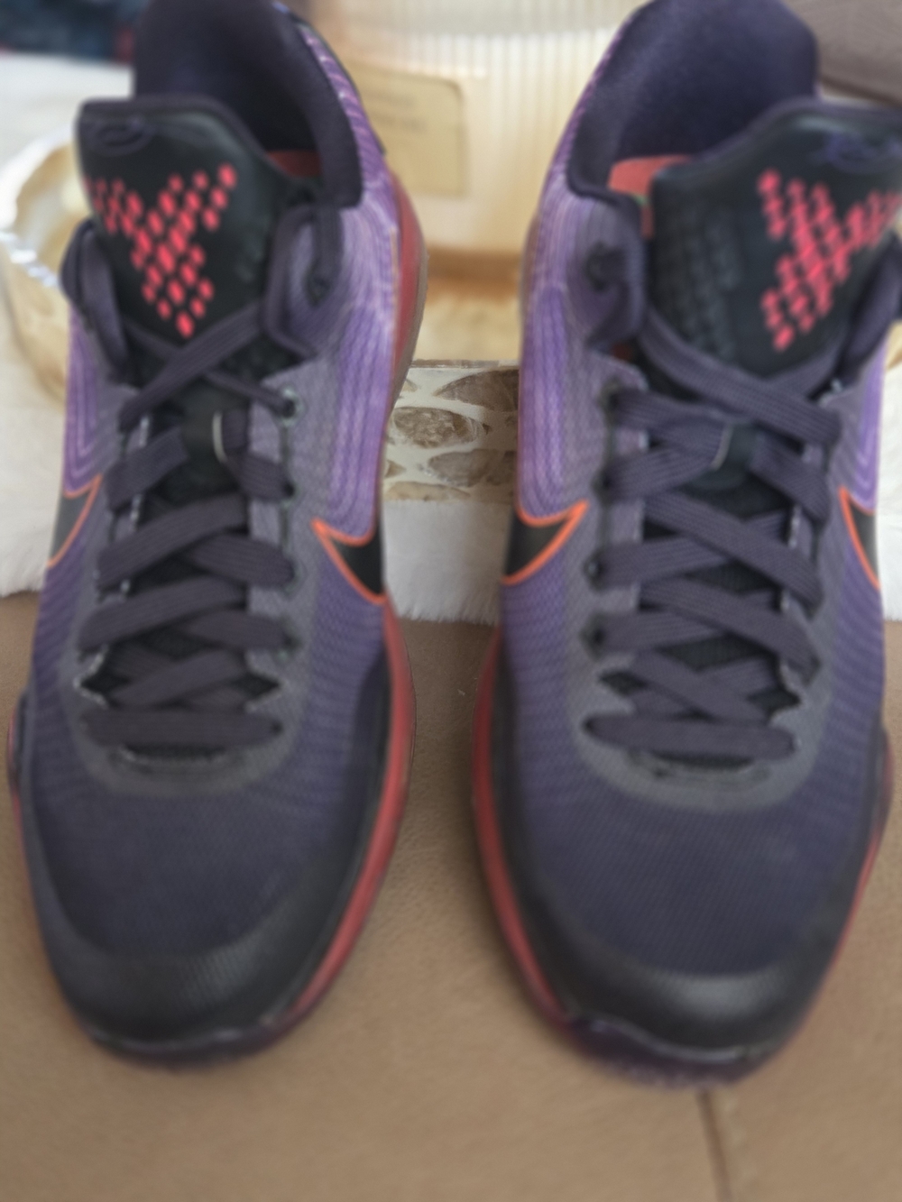 Nike Kids Purple and Black Athletic Sneakers with Red Accents
